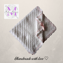 Load image into Gallery viewer, C2C Crocheted Baby Blanket white and pink
